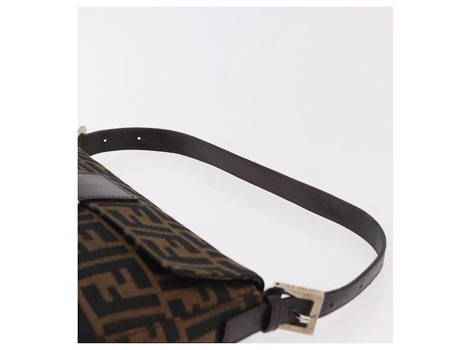 FENDI Zucca Canvas Mamma Baguette Borsa a Spalla Nero Marrone Auth 189064V - vista 8