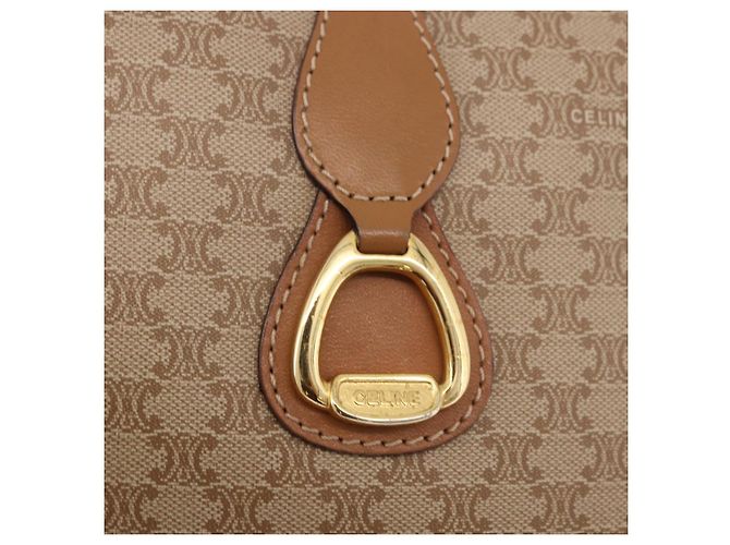 Céline Borsa a tracolla CELINE Macadam Canvas PVC Beige Oro Auth 188342A D'oro - vista 14