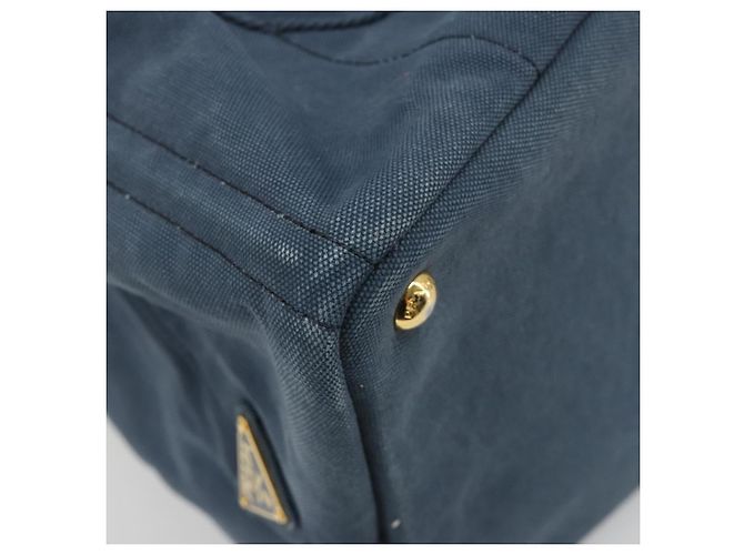 Borsa PRADA Canapa MM in tela blu Auth 188558 - vista 11