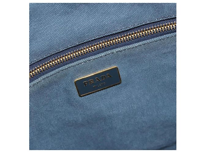Borsa PRADA Canapa MM in tela blu Auth 188558 - vista 14