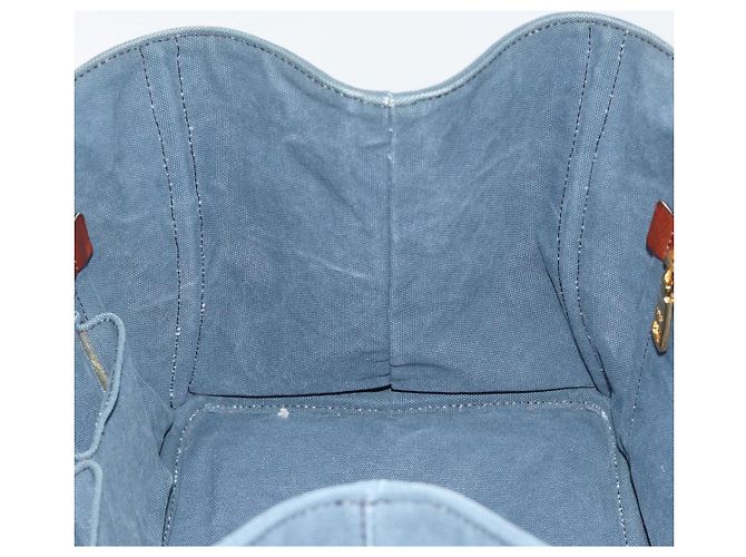 Borsa PRADA Canapa MM in tela blu Auth 188558 - vista 17
