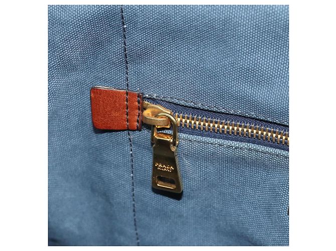 Borsa PRADA Canapa MM in tela blu Auth 188558 - vista 18