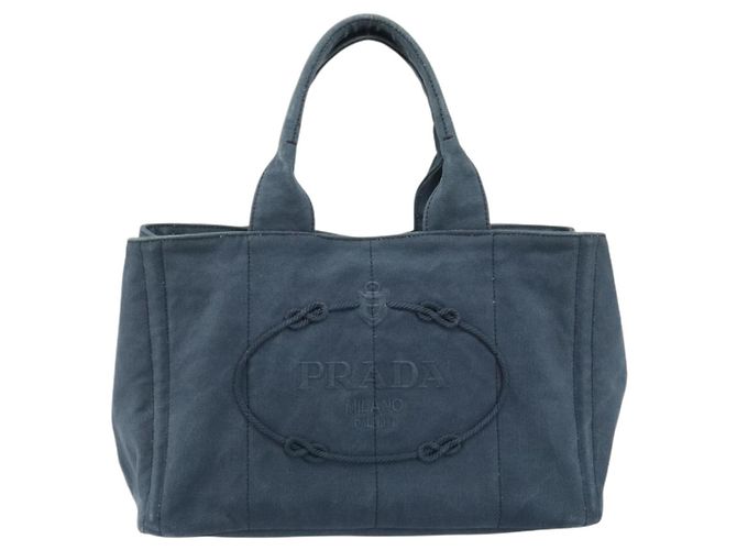 Borsa PRADA Canapa MM in tela blu Auth 188558 - vista 2