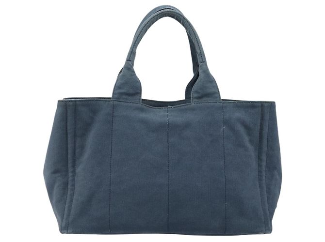 Borsa PRADA Canapa MM in tela blu Auth 188558 - vista 3