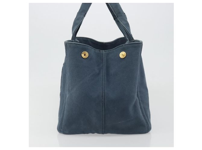 Borsa PRADA Canapa MM in tela blu Auth 188558 - vista 4