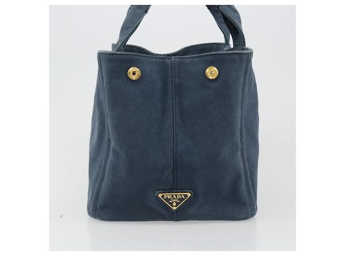 Borsa PRADA Canapa MM in tela blu Auth 188558 - vista 5