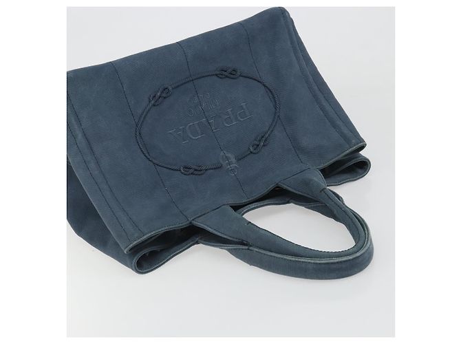 Borsa PRADA Canapa MM in tela blu Auth 188558 - vista 6