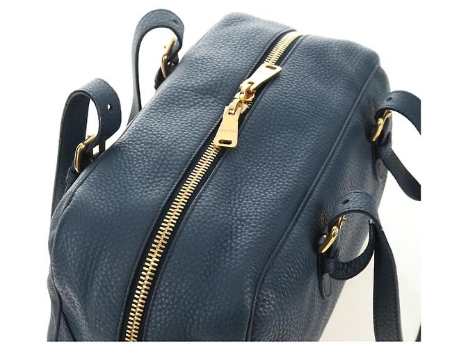 Borsa a Spalla Miu Miu in Pelle Blu Navy e Oro Auth yk20559SAM D'oro - vista 14
