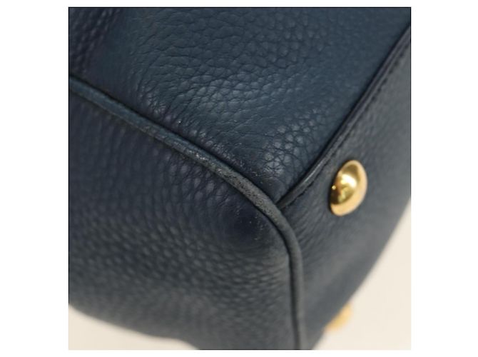 Borsa a Spalla Miu Miu in Pelle Blu Navy e Oro Auth yk20559SAM D'oro - vista 16