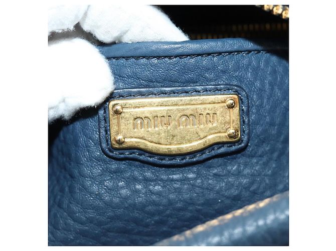 Borsa a Spalla Miu Miu in Pelle Blu Navy e Oro Auth yk20559SAM D'oro - vista 22