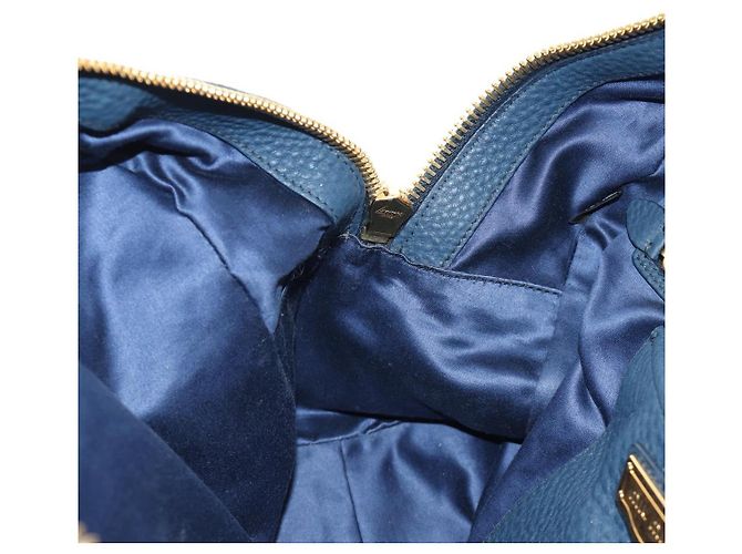 Borsa a Spalla Miu Miu in Pelle Blu Navy e Oro Auth yk20559SAM D'oro - vista 23
