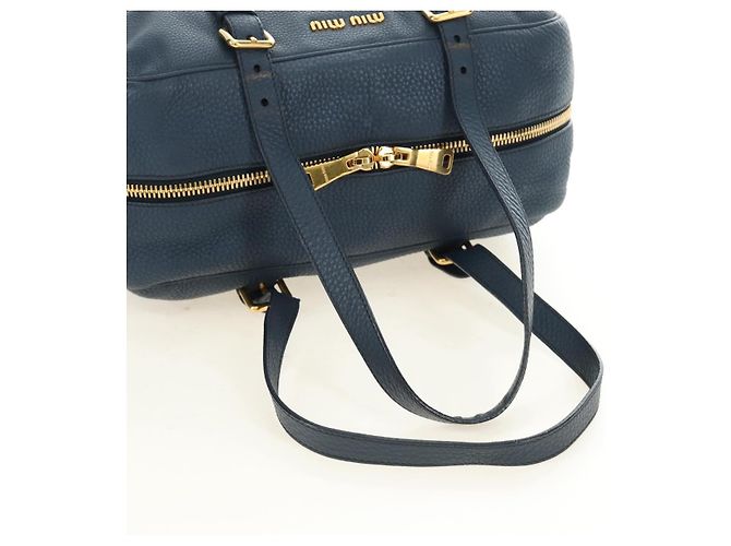 Borsa a Spalla Miu Miu in Pelle Blu Navy e Oro Auth yk20559SAM D'oro - vista 7