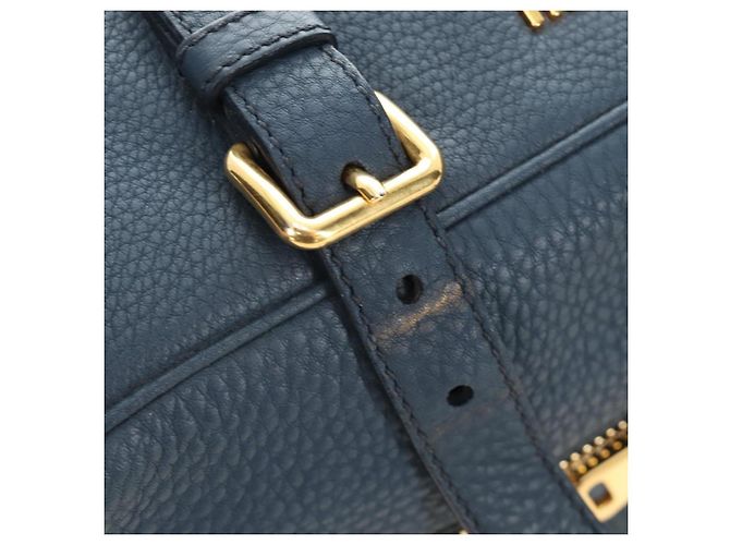 Borsa a Spalla Miu Miu in Pelle Blu Navy e Oro Auth yk20559SAM D'oro - vista 8