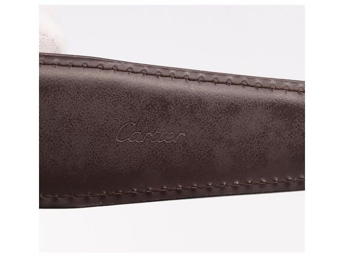 Cintura CARTIER Must Line in pelle 44.1" Nero Marrone Argento Auth BA13632 - vista 10
