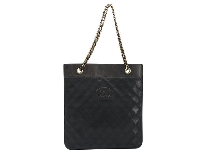 CHANEL Chain Tote Bag Lammleder Schwarz Gold CC Auth BA13601 Golden - Ansicht 2
