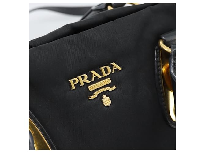 Borsa PRADA Nylon 2way Nera Oro Auth 188755A Nero D'oro - vista 16