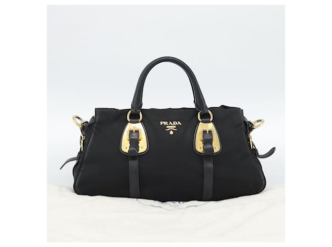 Borsa PRADA Nylon 2way Nera Oro Auth 188755A Nero D'oro - vista 26