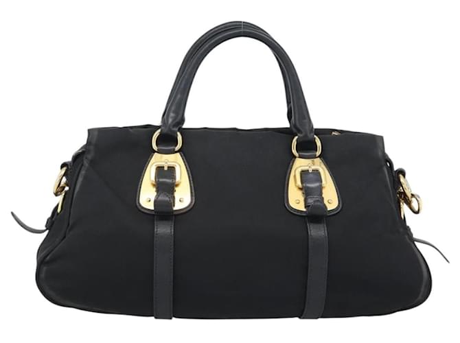 Borsa PRADA Nylon 2way Nera Oro Auth 188755A Nero D'oro - vista 3