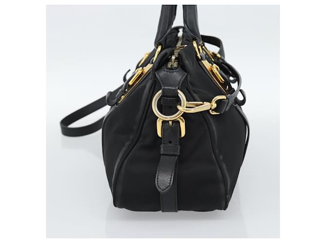 Borsa PRADA Nylon 2way Nera Oro Auth 188755A Nero D'oro - vista 4