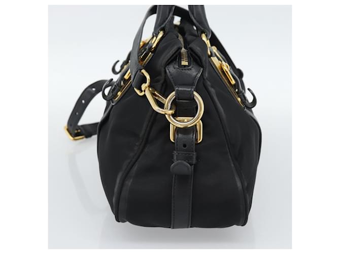 Borsa PRADA Nylon 2way Nera Oro Auth 188755A Nero D'oro - vista 5