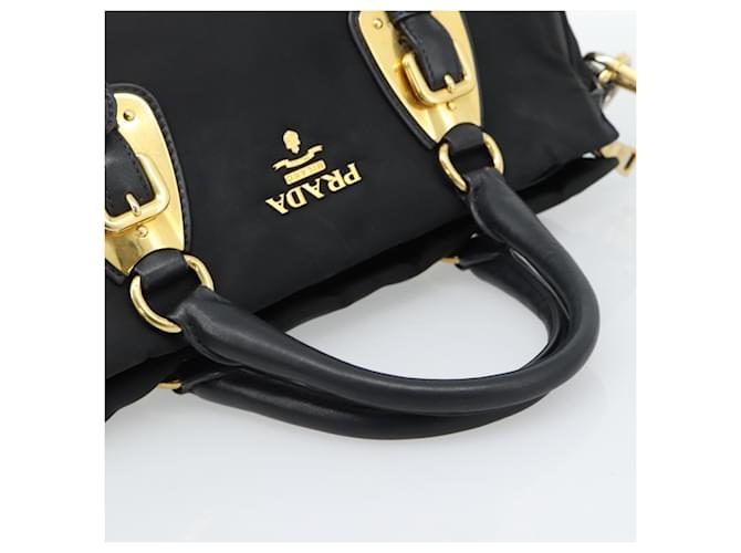 Borsa PRADA Nylon 2way Nera Oro Auth 188755A Nero D'oro - vista 7