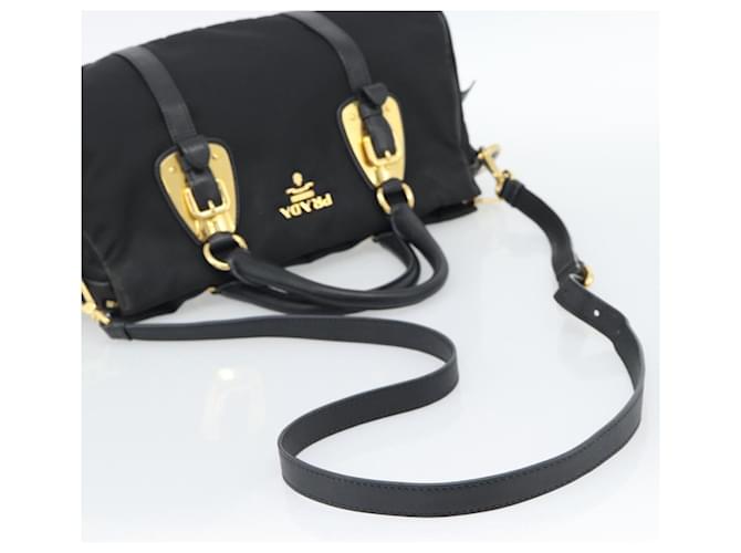 Borsa PRADA Nylon 2way Nera Oro Auth 188755A Nero D'oro - vista 9