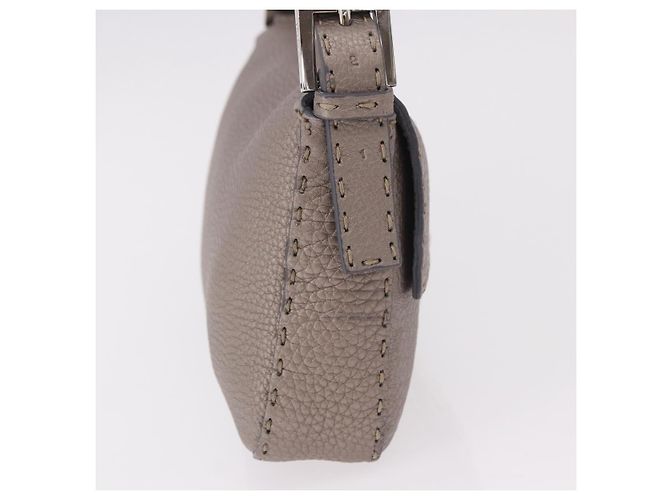 FENDI Celeria Mamma Baguette Schultertasche aus Leder Grau 8BR101 Auth 187996SAM Braun - Ansicht 5