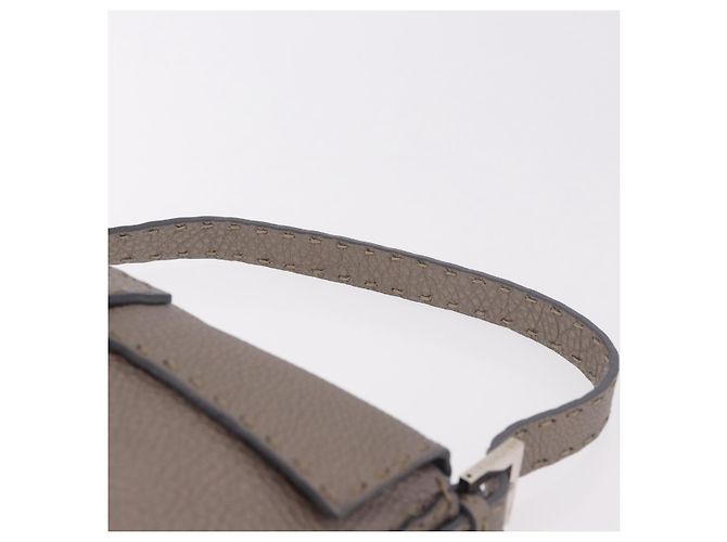 FENDI Celeria Mamma Baguette Schultertasche aus Leder Grau 8BR101 Auth 187996SAM Braun - Ansicht 8