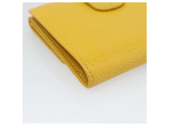 CHANEL COCO Mark Bifold Geldbörse aus Caviar-Leder Gelb CC Authentisch 188105M - Ansicht 11