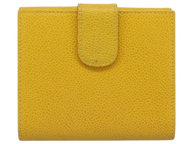 CHANEL COCO Mark Bifold Geldbörse aus Caviar-Leder Gelb CC Authentisch 188105M - Ansicht 3