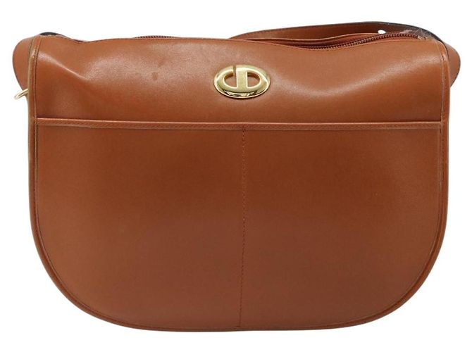 Borsa a tracolla Christian Dior in pelle marrone e oro Auth yk20599 D'oro - vista 2