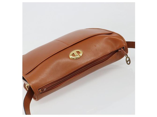 Borsa a tracolla Christian Dior in pelle marrone e oro Auth yk20599 D'oro - vista 6