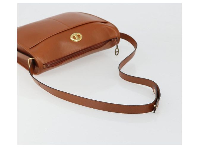 Borsa a tracolla Christian Dior in pelle marrone e oro Auth yk20599 D'oro - vista 7