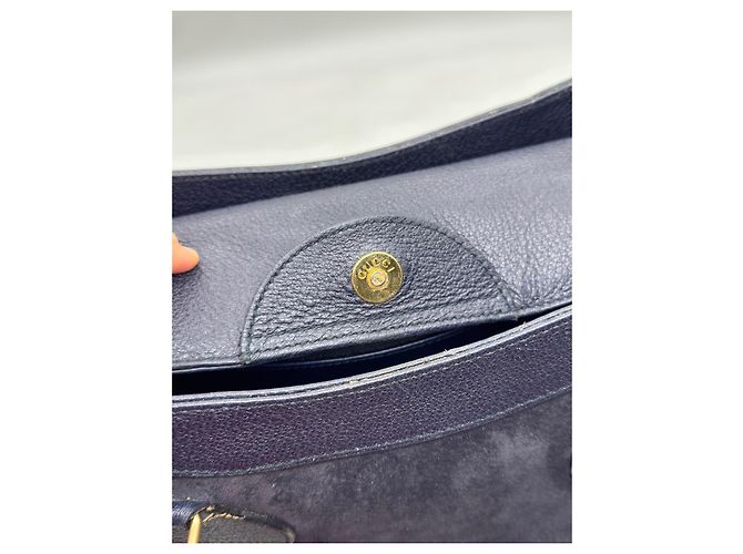 Gucci Borsa Bamboo in Pelle Blu navy - vista 11