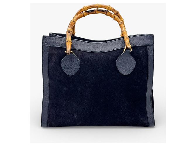 Gucci Borsa Bamboo in Pelle Blu navy - vista 3