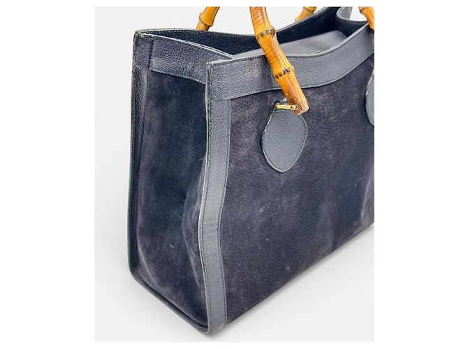 Gucci Borsa Bamboo in Pelle Blu navy - vista 7