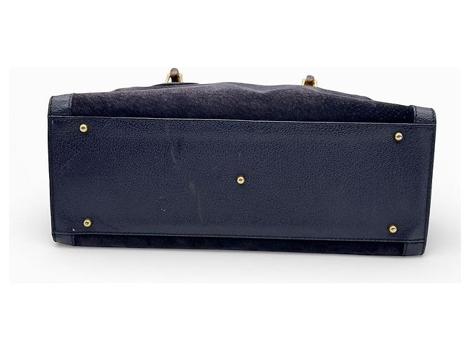 Gucci Borsa Bamboo in Pelle Blu navy - vista 9