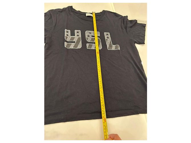 Saint Laurent T-Shirt schwarz mit YSL Logo US-Flagge - Ansicht 7