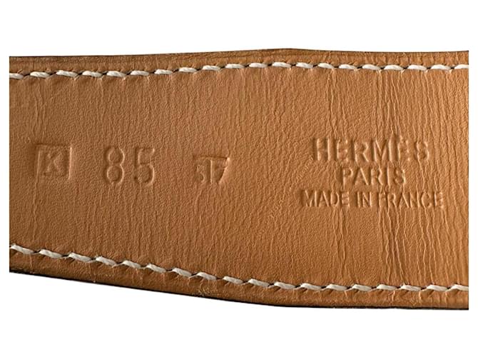 Hermès Hermes Evelyne Ledergürtel Braun Silber Weiß - Ansicht 10
