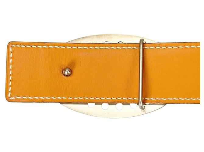 Hermès Hermes Evelyne Ledergürtel Braun Silber Weiß - Ansicht 6