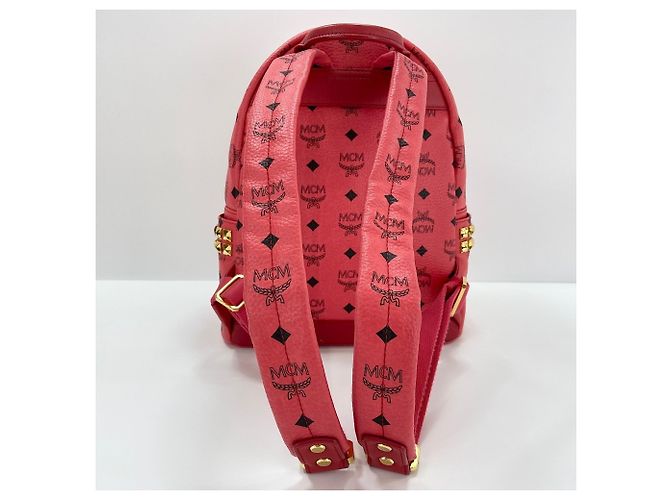 MCM Stark Side Studs Small Stud Backpack in Red - view 10