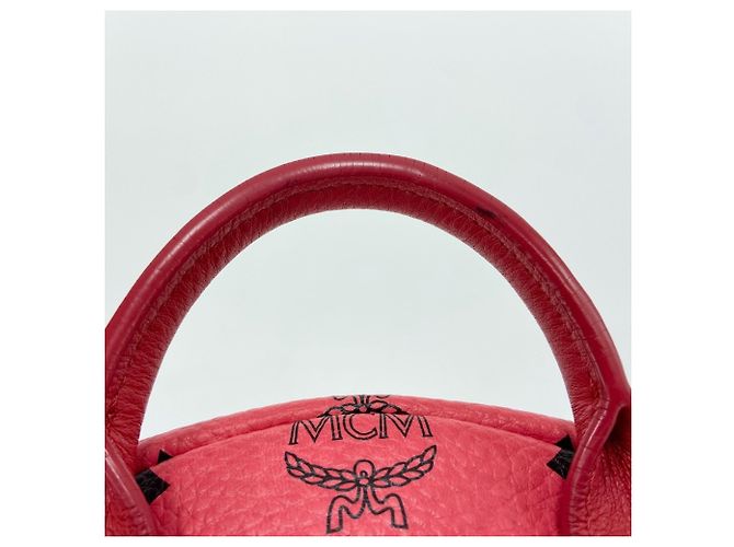 MCM Stark Side Studs Small Stud Backpack in Red - view 12