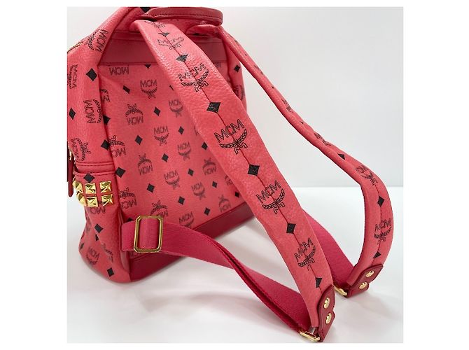 MCM Stark Side Studs Small Stud Backpack in Red - view 15