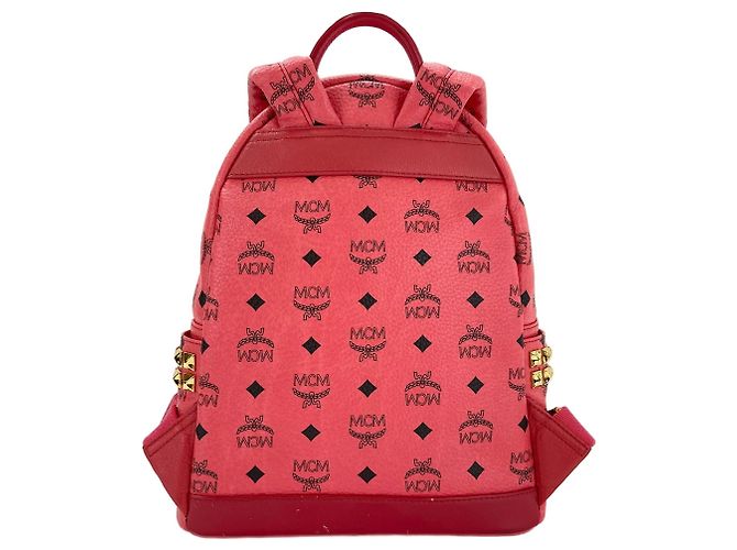 MCM Stark Side Studs Small Stud Backpack in Red - view 3