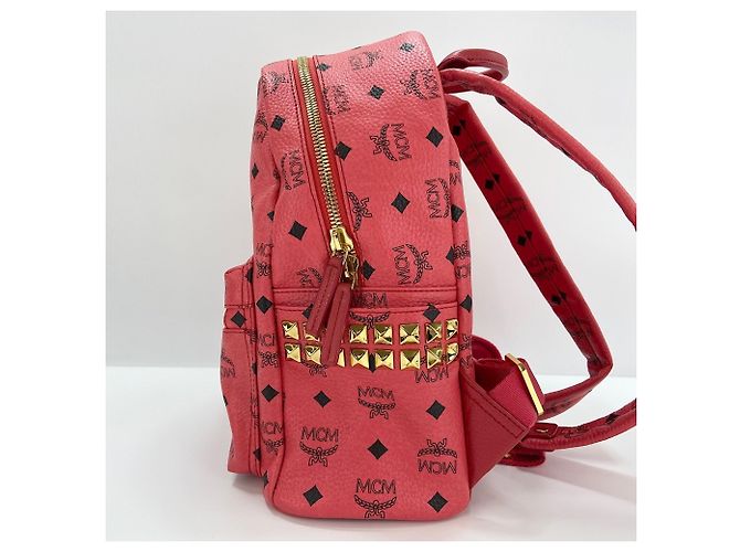 MCM Stark Side Studs Small Stud Backpack in Red - view 5