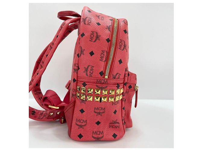 MCM Stark Side Studs Small Stud Backpack in Red - view 6