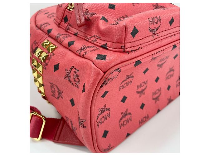 MCM Stark Side Studs Small Stud Backpack in Red - view 8