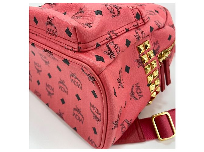 MCM Stark Side Studs Small Stud Backpack in Red - view 9