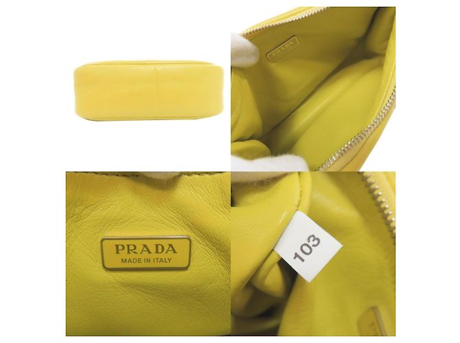 Borsa a tracolla Prada in pelle di vitello Giallo - vista 3