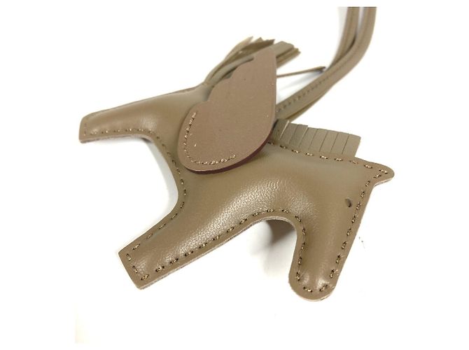 Hermès Portachiavi Hermes Cavallo Cheval Rodeo Pegasus PM Beige Taupe - vista 6